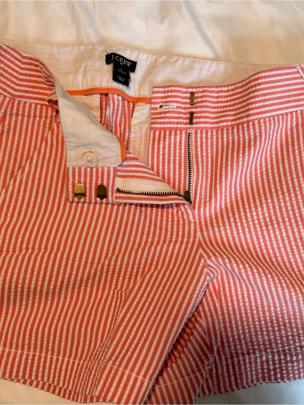 J.Crew Red & White Striped Seersucker Shorts